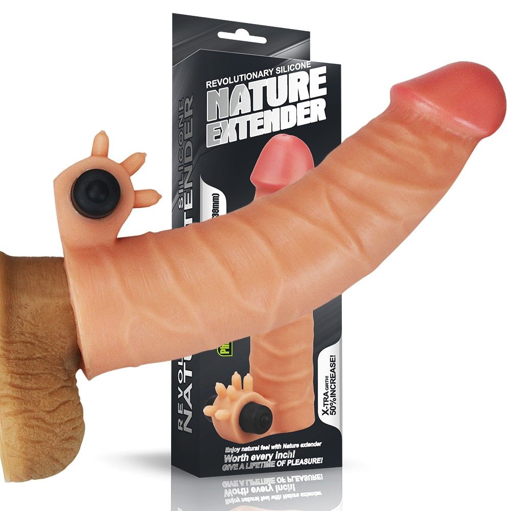Насадка на пенис с вибрацией LoveToy Vibrating Nature Extender, 17,8 см (телесный)