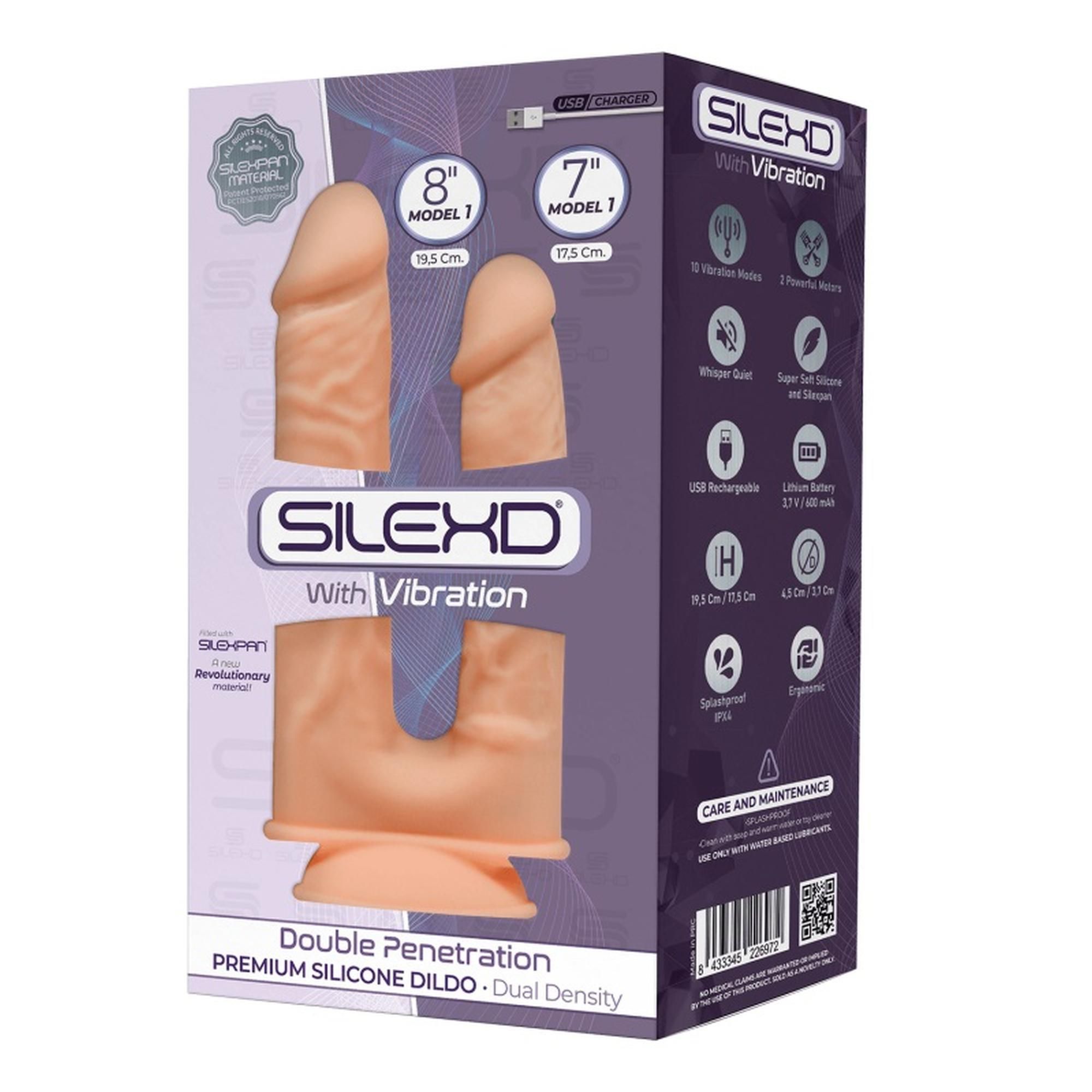 Вибратор Silexd Premium Silicone Dildo Model 1 Size 8"-7", 19.5 см (телесный)