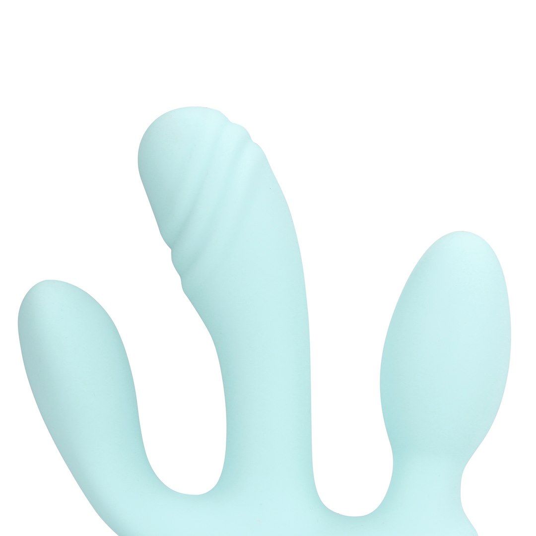 Вібратор Shots Three-In-One Liquid Silicone Vibrator, 11.4 см (блакитний)