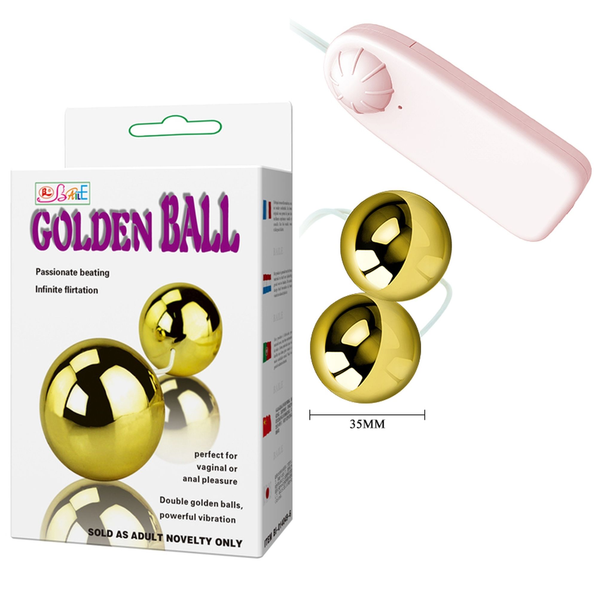 Вагинальные шарики LyBaile Golden Ball, 3.5 см (золотистый)