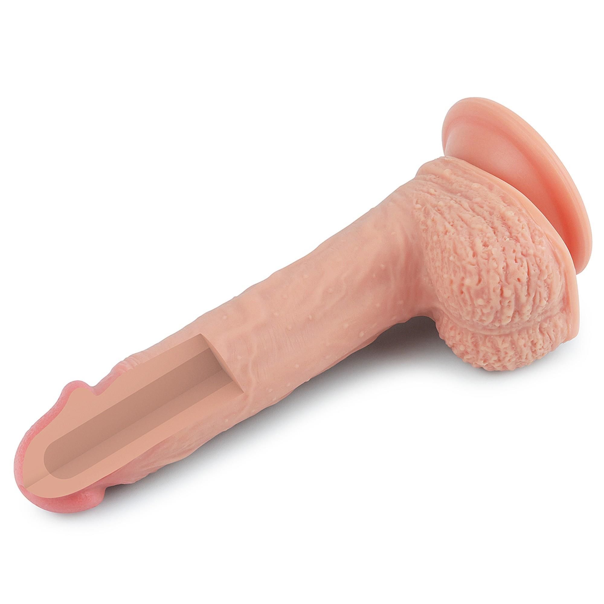 Реалистичный дилдо на присоске LoveToy Dual-Layered, 22 см (телесный)