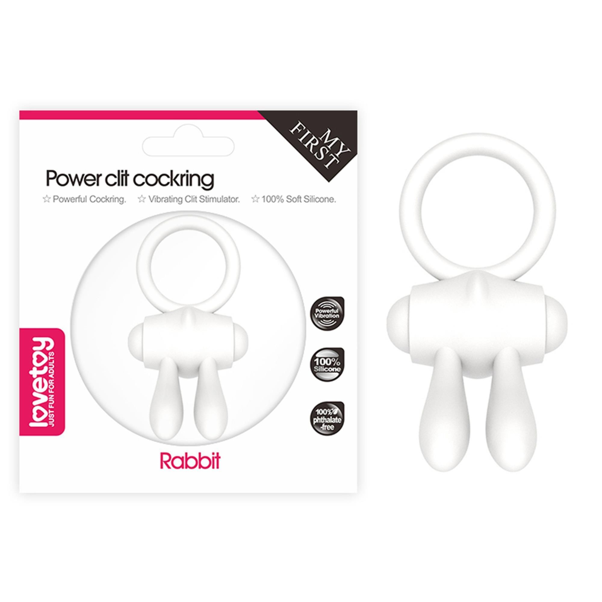Ерекційне кільце з вібрацією LoveToy Power Clit, 7,5 см (білий)