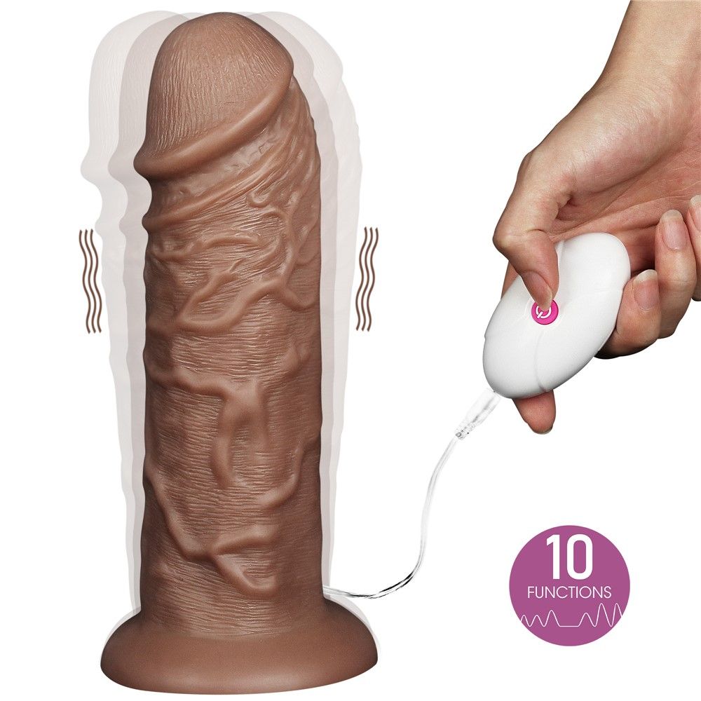 Wibrator LoveToy Realistic Chubby Dildo 10.5'', 26.6 cm (brązowy)