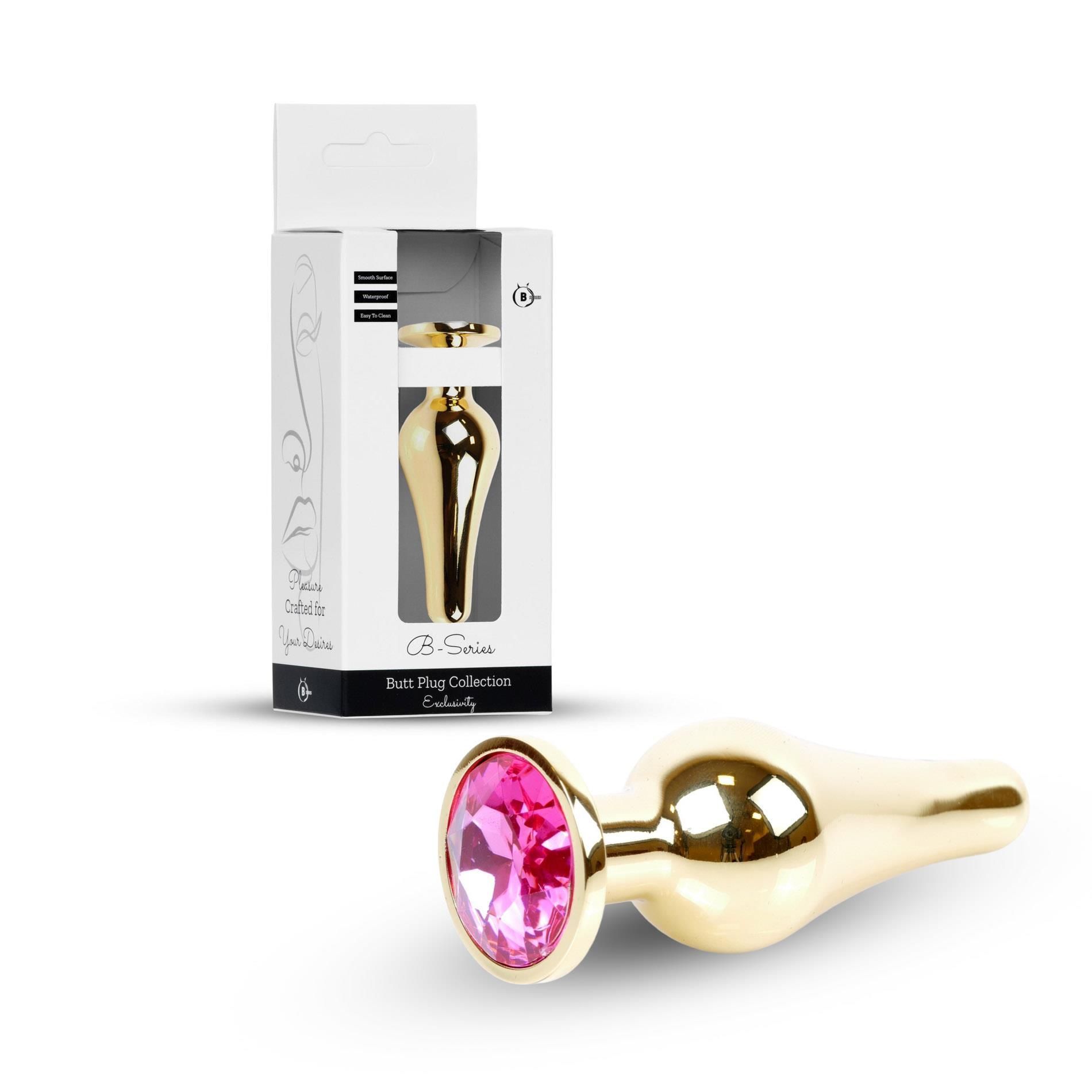 Korek analny B - seria HeavyFun Gold, 9.5 cm (różowy)