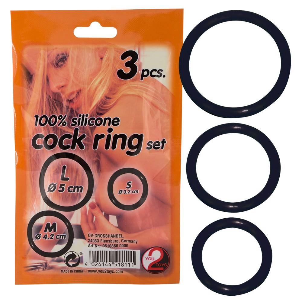 Набір ерекційних кілець Cock Ring Set, 3 шт (чорний)