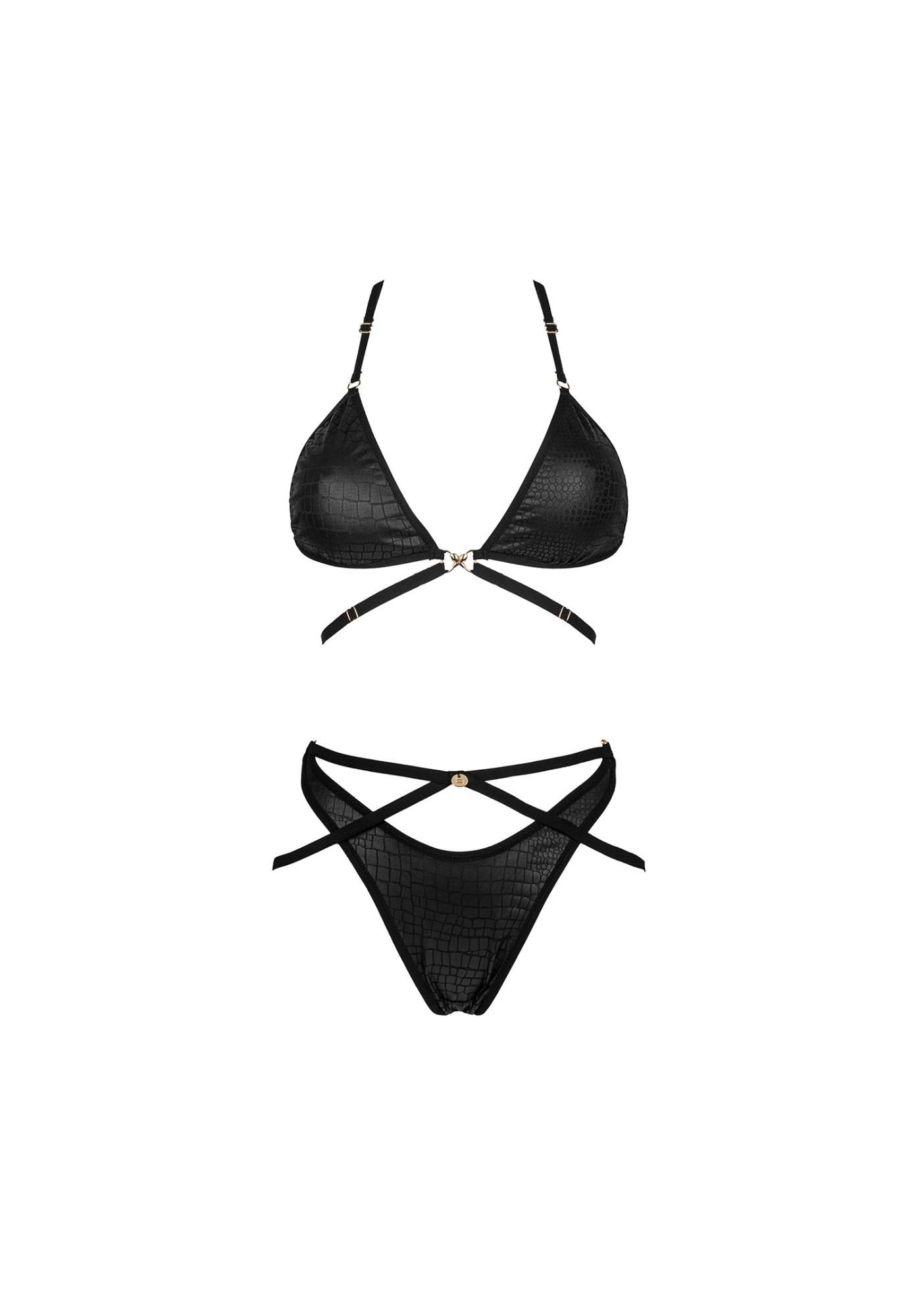 Комплект белья Obsessive Cobra Nive, L/XL (черный)