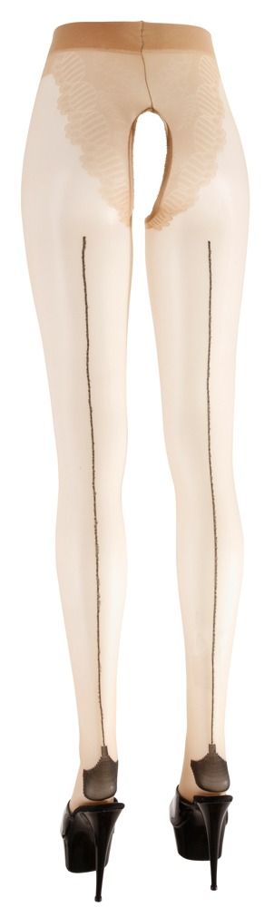 Колготки с открытым пахом Cottelli Legwear, M (бежевый)