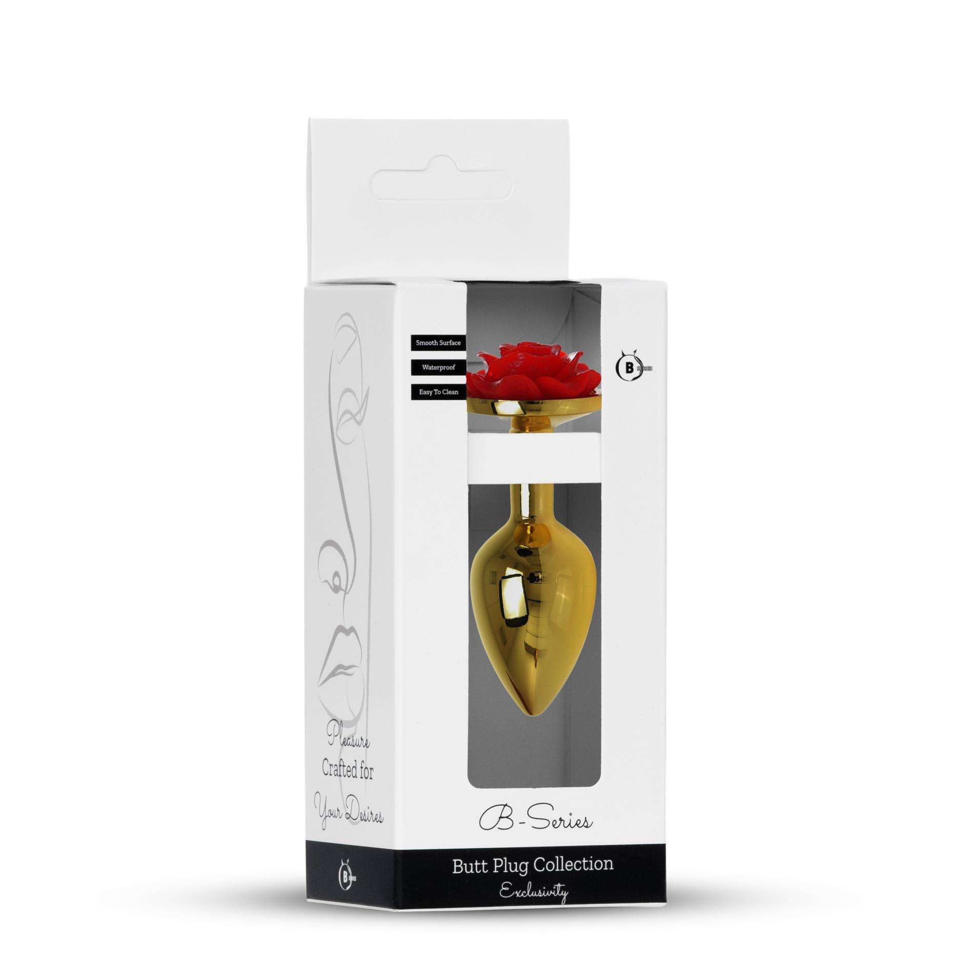Анальна пробка B - Series HeavyFun Plug-Jewellery Gold, 7 см (червоний)