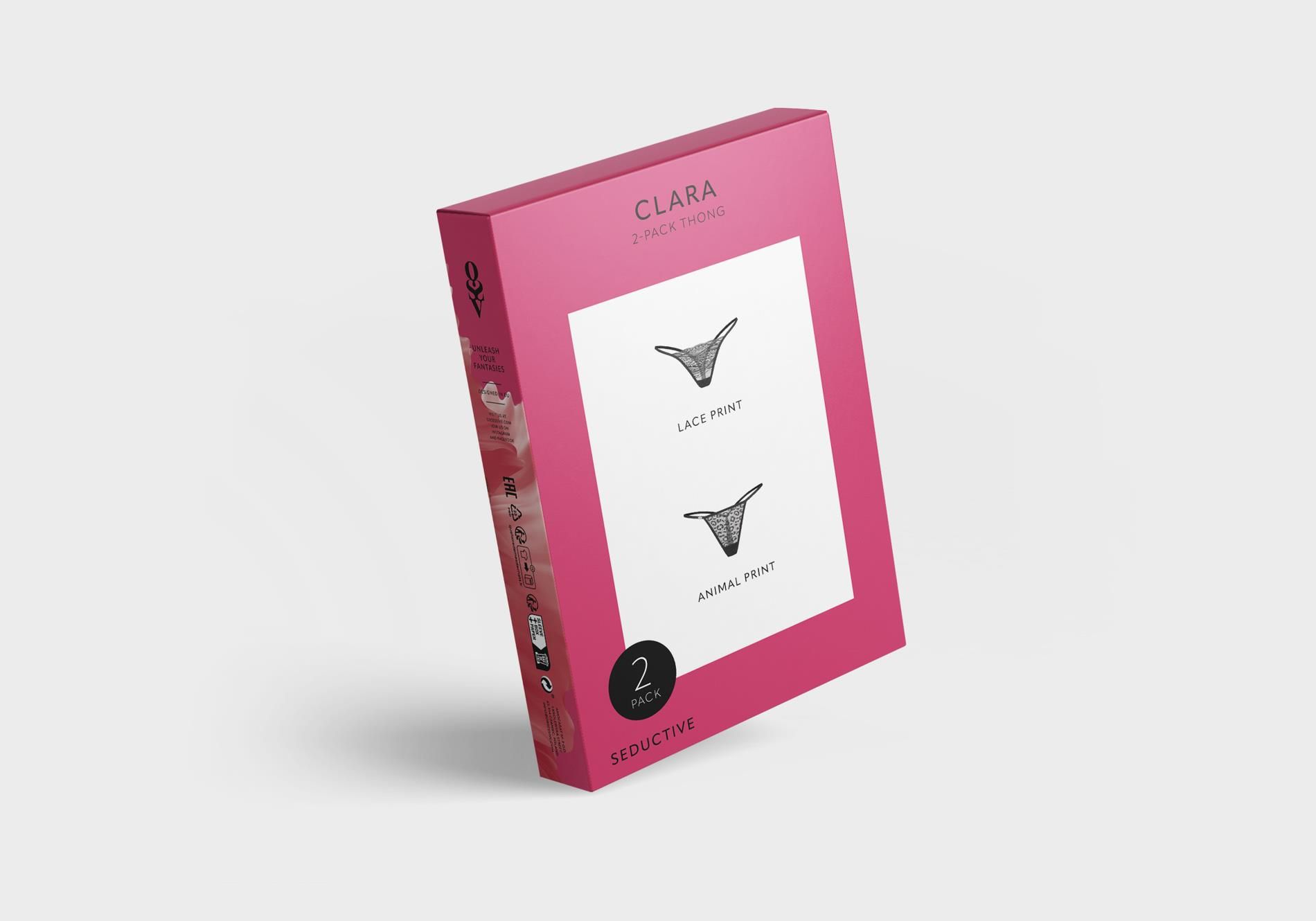 Комплект стрингов Obsessive Clara S/M, 2 шт (черный)