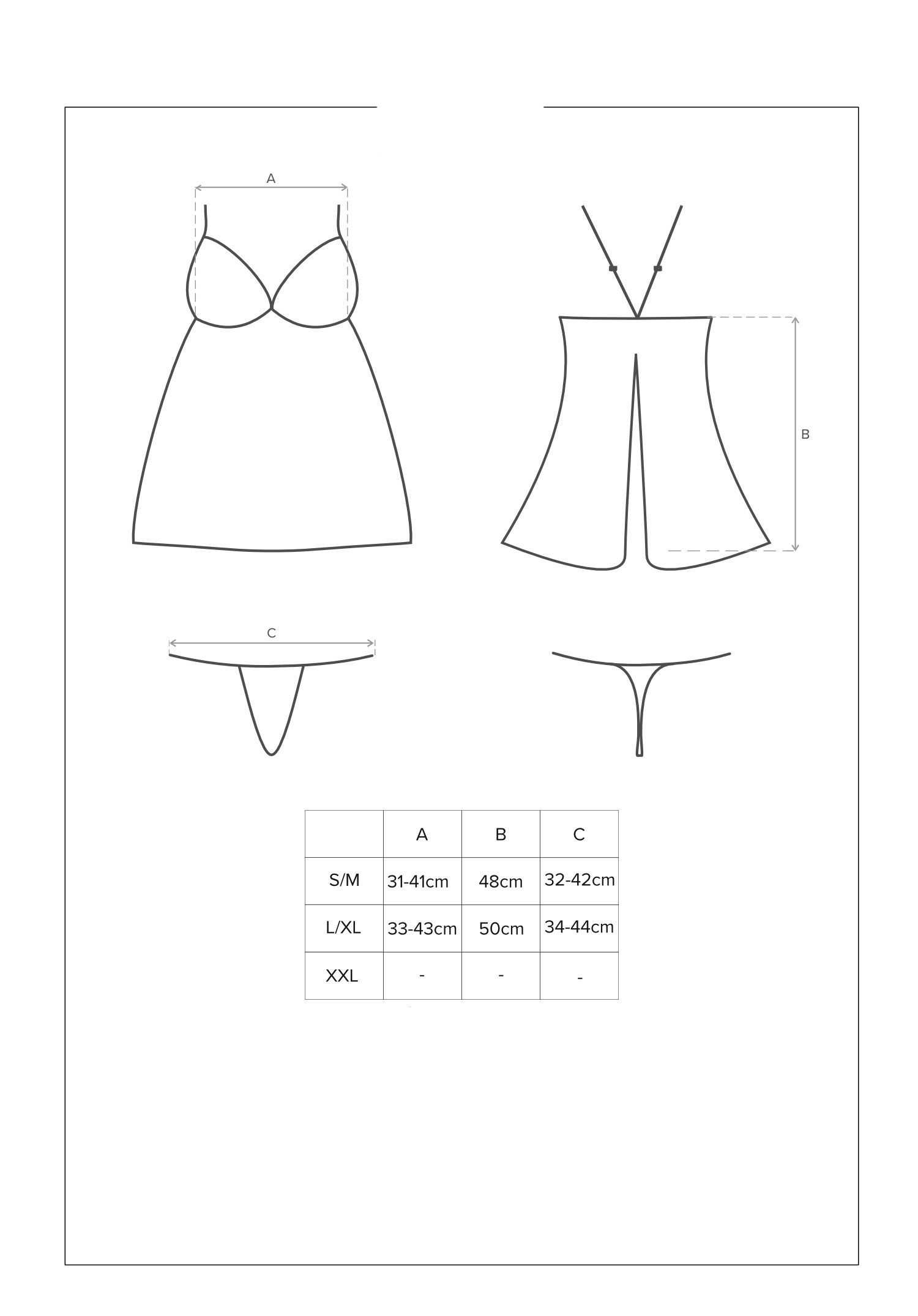 Комплект белья Obsessive Behindy, S/M (черный)