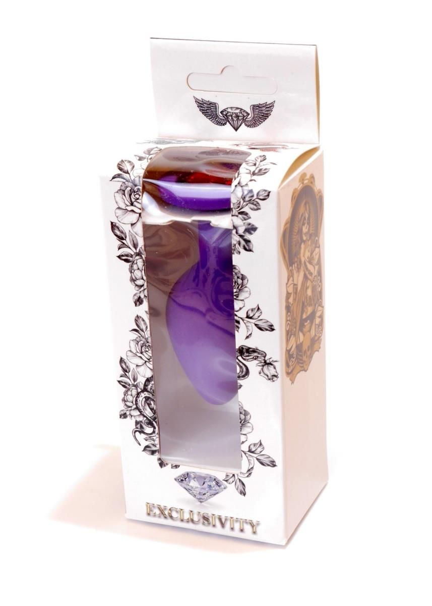 Silikonowy korek analny z kryształkiem Boss Jewellery Purple Medium Red Diamond, 8 cm (czerwony)