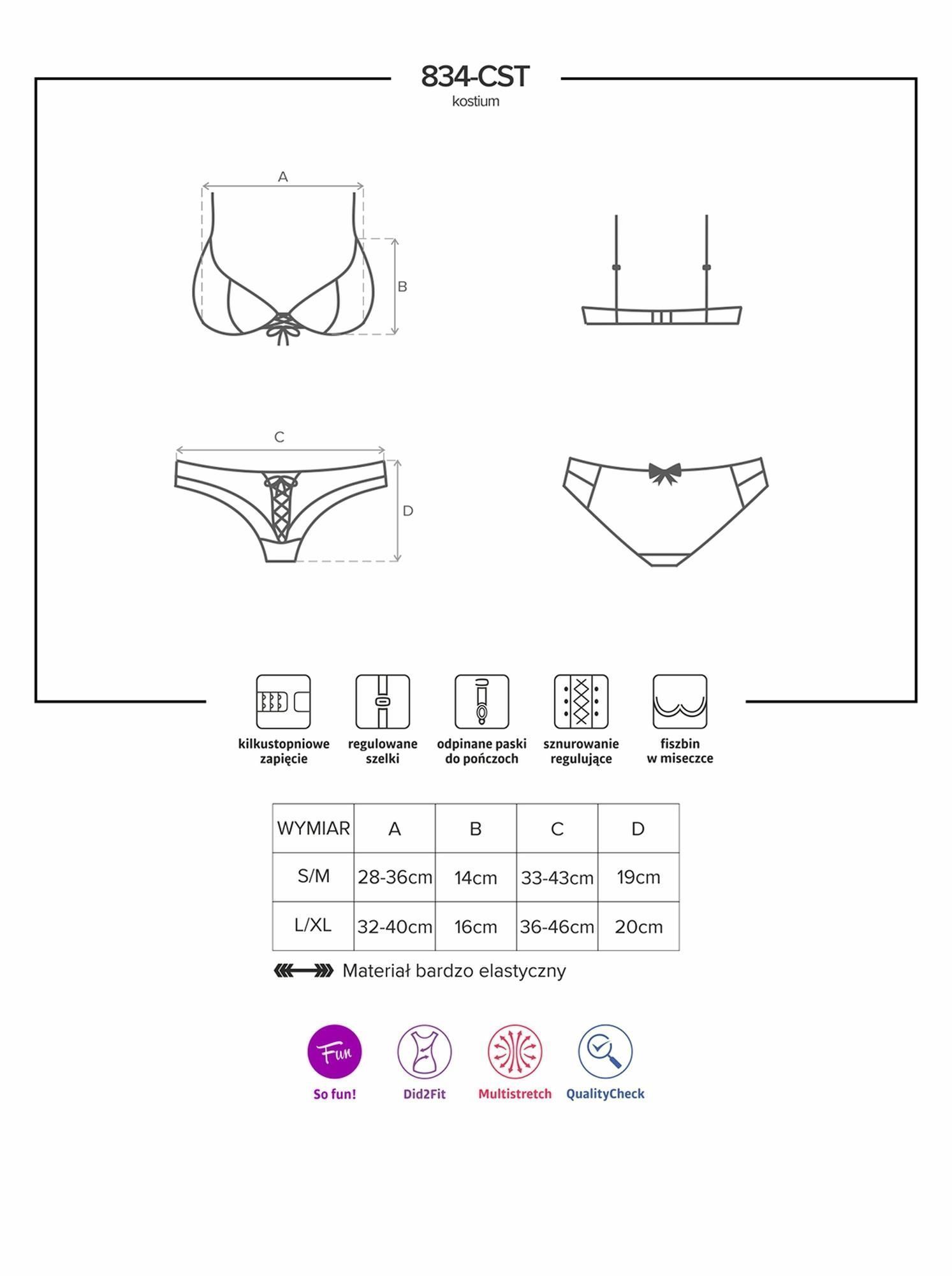 Костюм медсестры Obsessive 834-CST-6, L/XL (голубой)