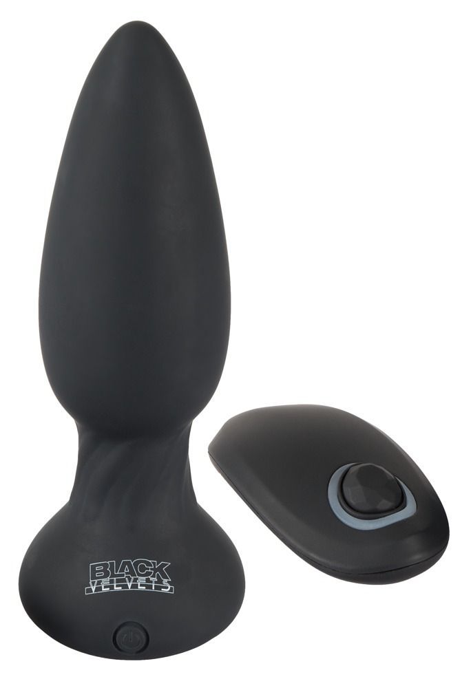 Анальна пробка Black Velvets Rotating & Vibrating Plug, 14 см (чорний)