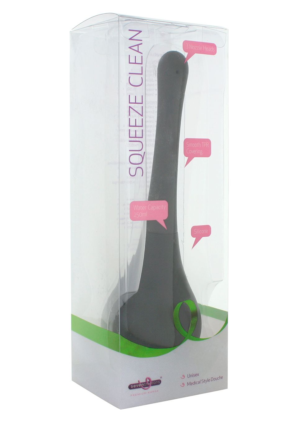 Анальний душ Seven Creations Squeeze Clean, 250 мл (чорний)