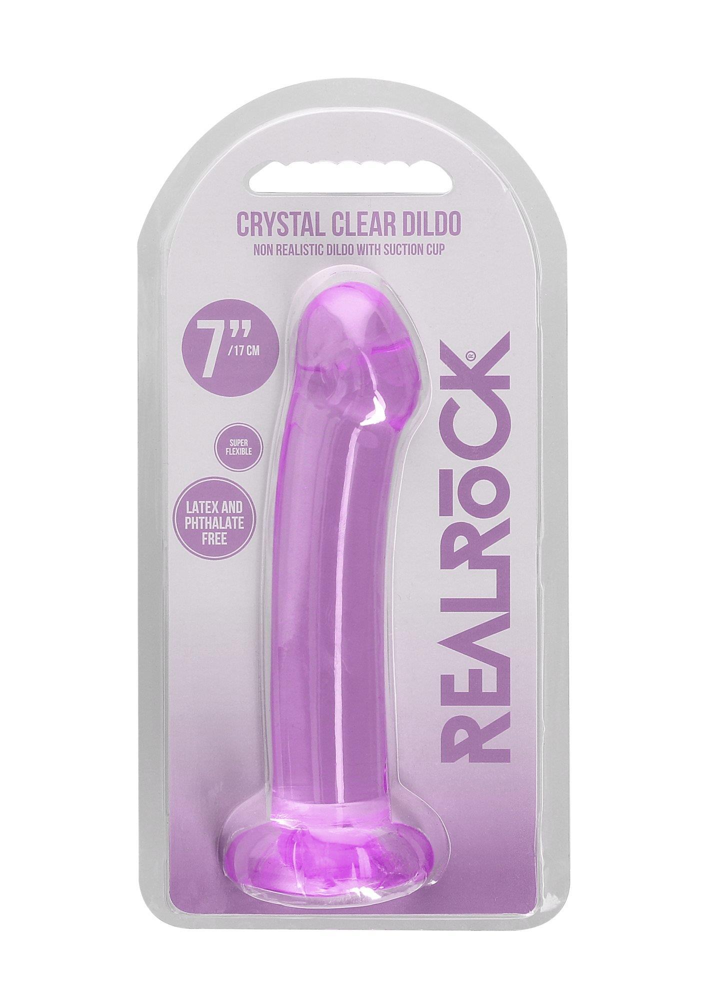 Фаллоимитатор RealRock Crystal Clear 6,7", 17 см (фиолетовый)