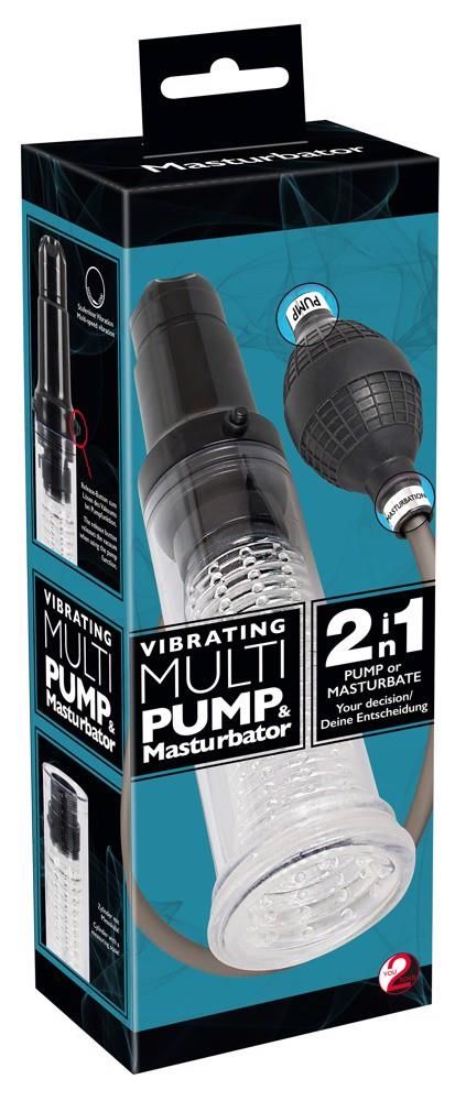 Помпа для члена с вибрацией Orion Vibrating Multi Pump & Masturbator, 33,7 см (прозрачный)