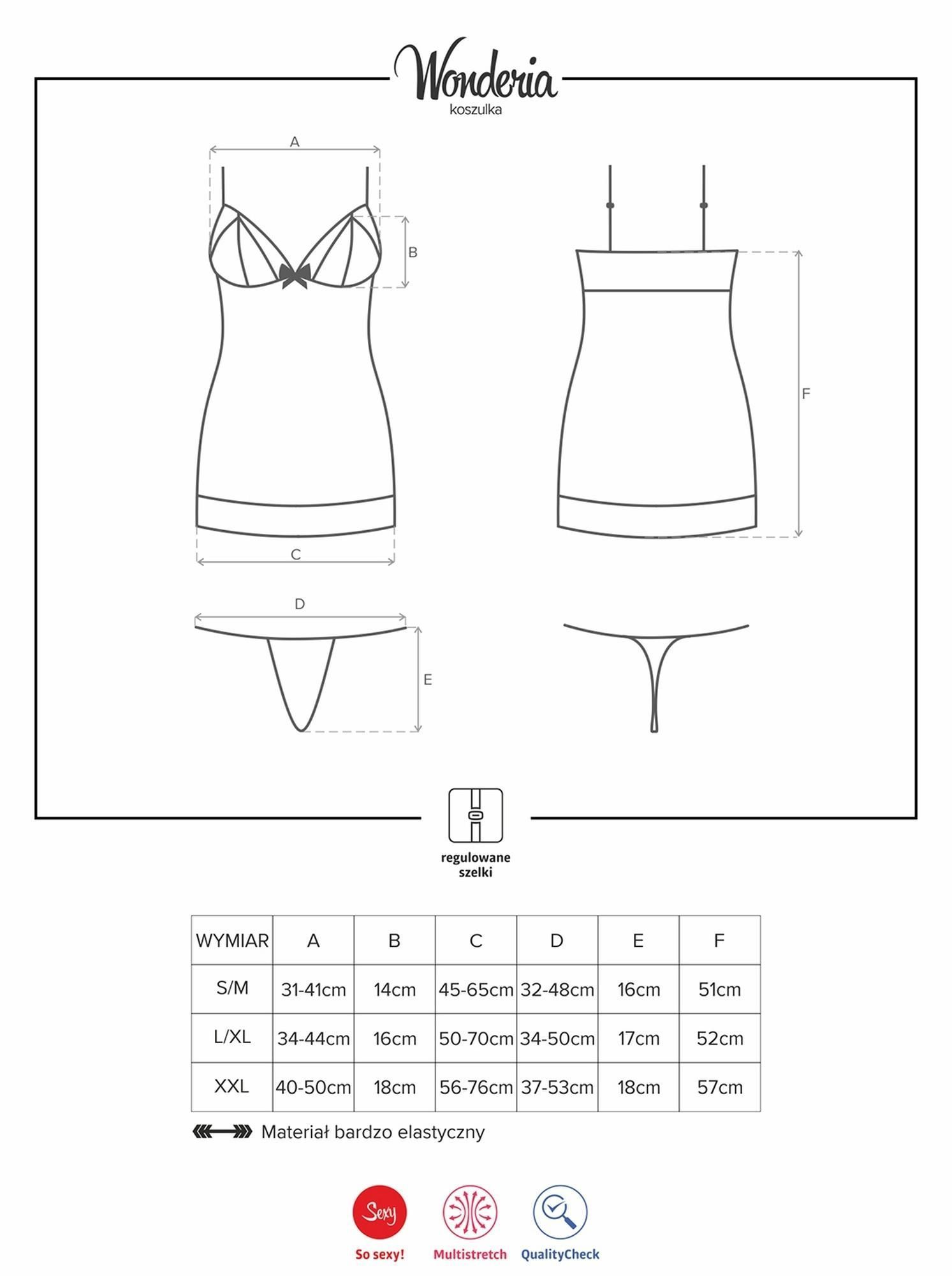 Zestaw erotyczny Obsessive Wonderia chemise, S/M (czarny)