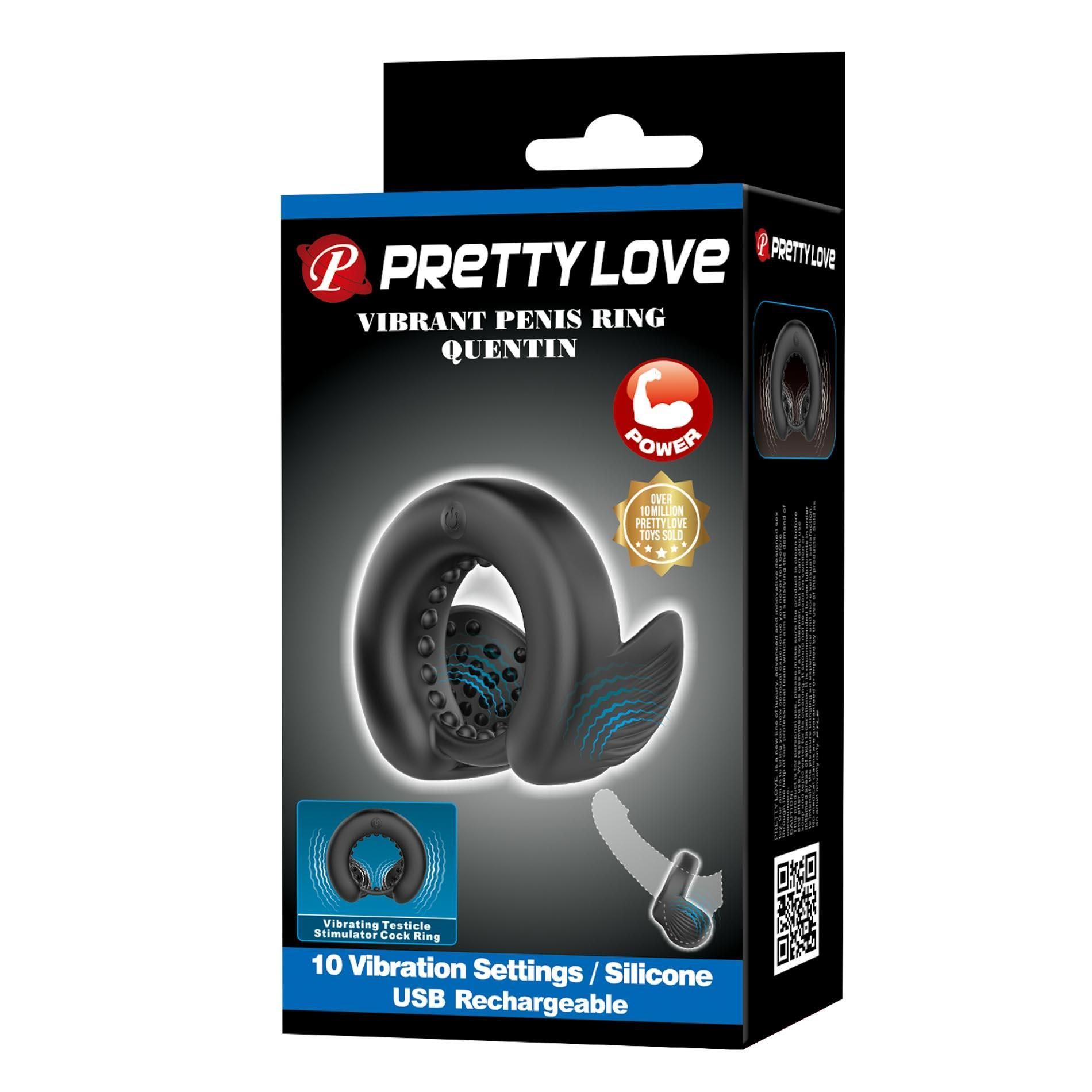 Эрекционное кольцо Pretty Love Quentin, 6.4 см (черный)