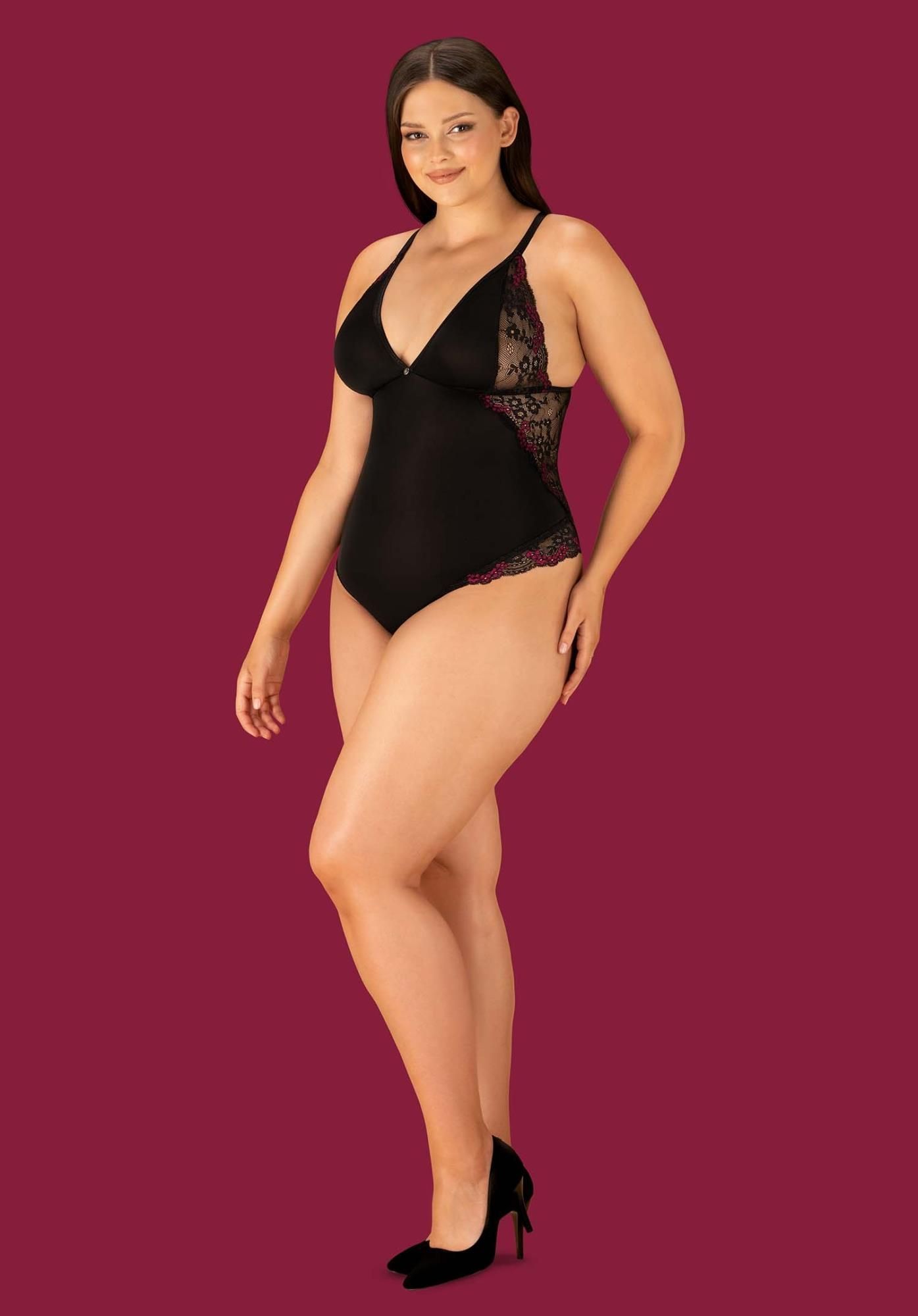 Боди Obsessive Vanessme, 2XL/3XL (черный)