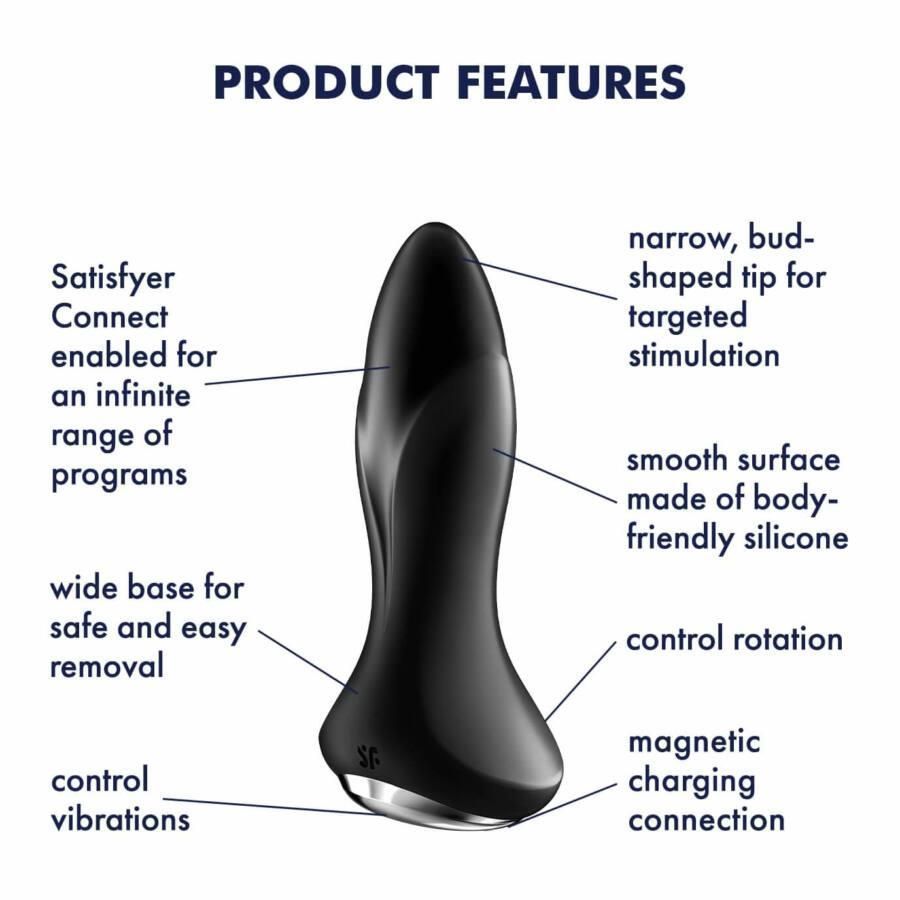 Анальна пробка Satisfyer Rotator Plug 1+, 12.8 см (чорний)