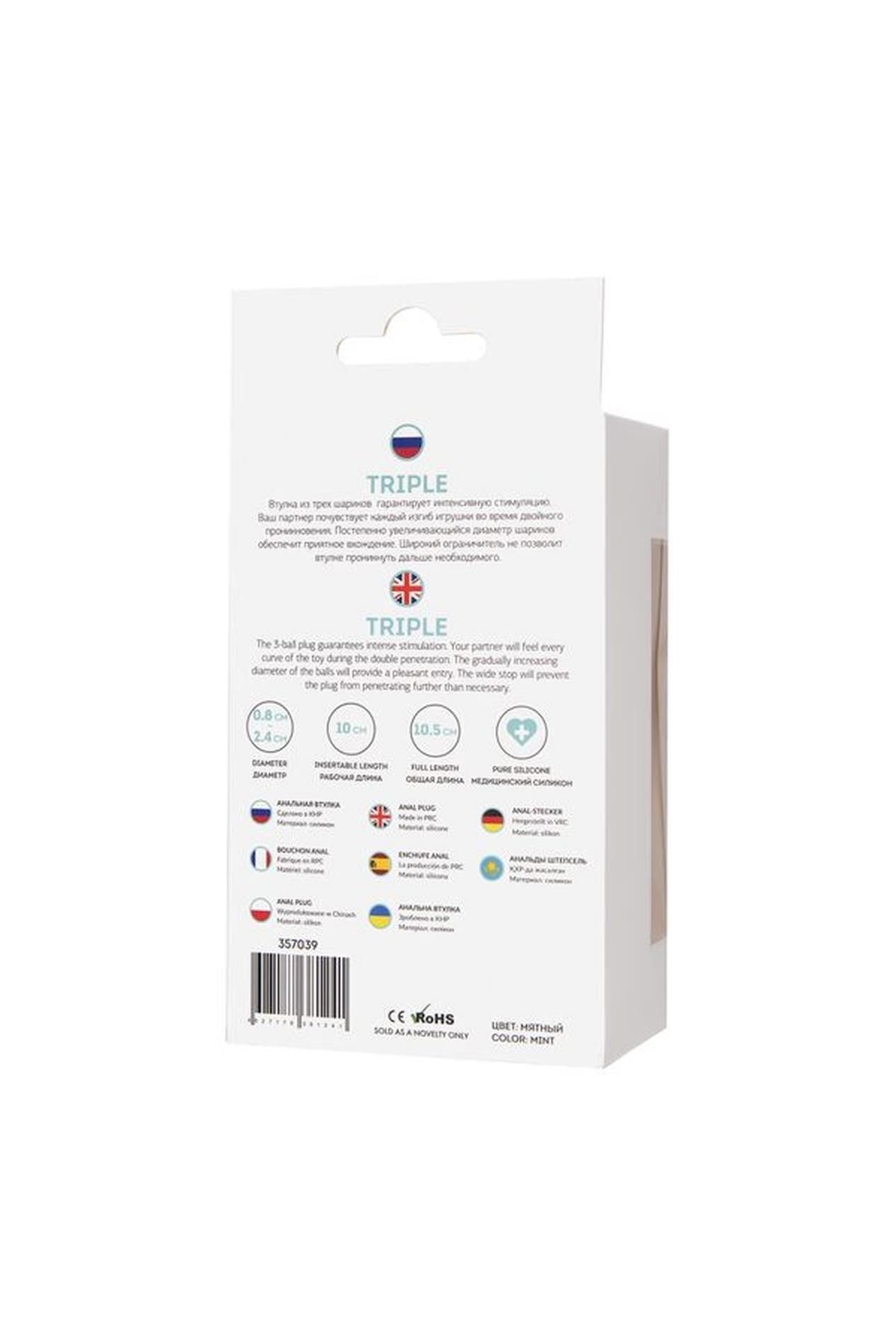 Korek analny ToDo by Toyfa Anal plug Triple, 10,5 cm (turkus)