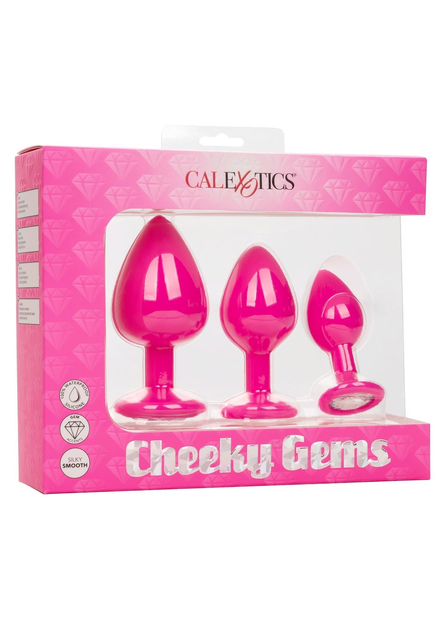 Набор анальных пробок Calexotics Cheeky Gems, 3 шт (розовый)