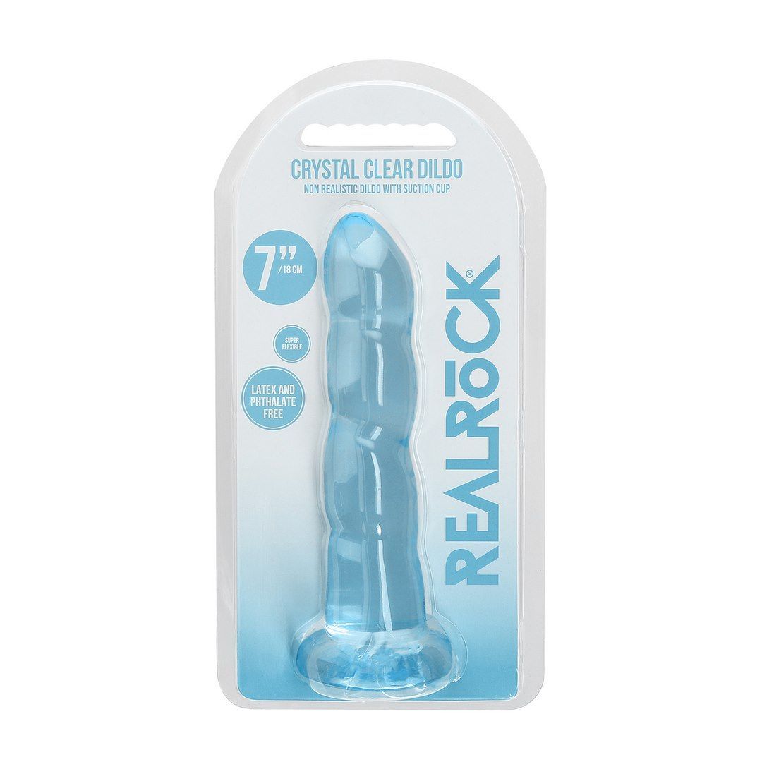 Dildo RealRock Crystal Clear 7", 18 cm (niebieski)