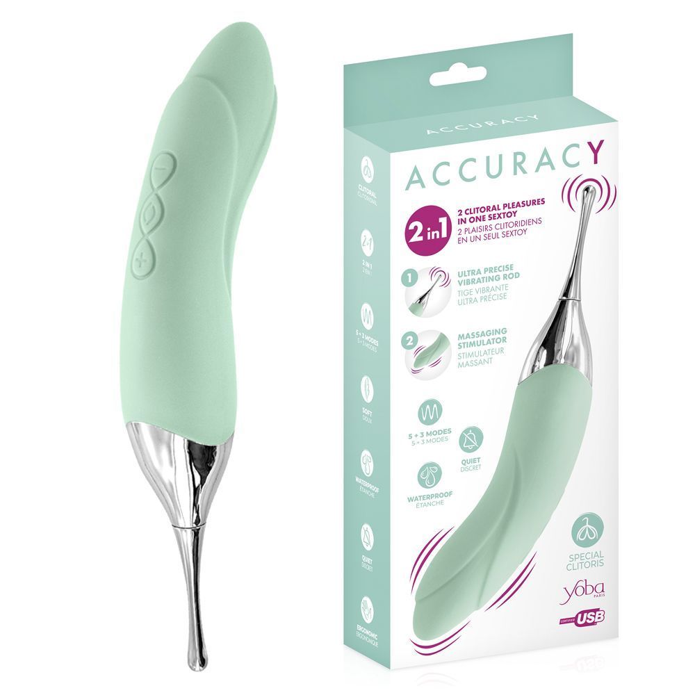 Вибратор Yoba Paris Accuracy 2in1, 18.3 см (мятный)
