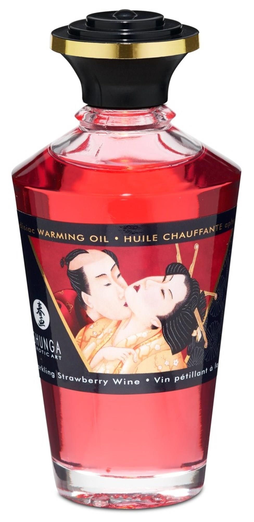 Согревающее массажное масло Shunga  Aphrodisiac Warming Oil с ароматом клубники и шампанского, 100 мл
