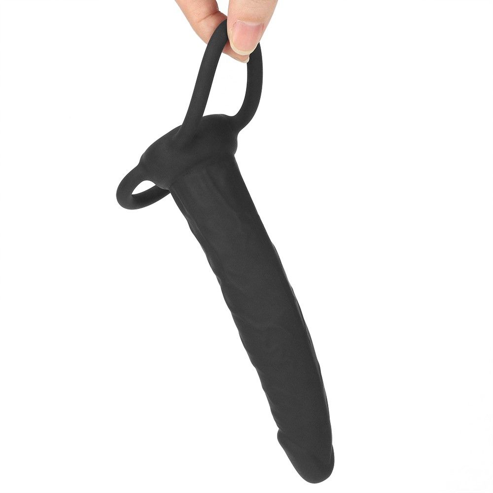Lovetoy Silicone Fantasy Double Prober - Pierścień erekcyjny, Czarny, 15 cm