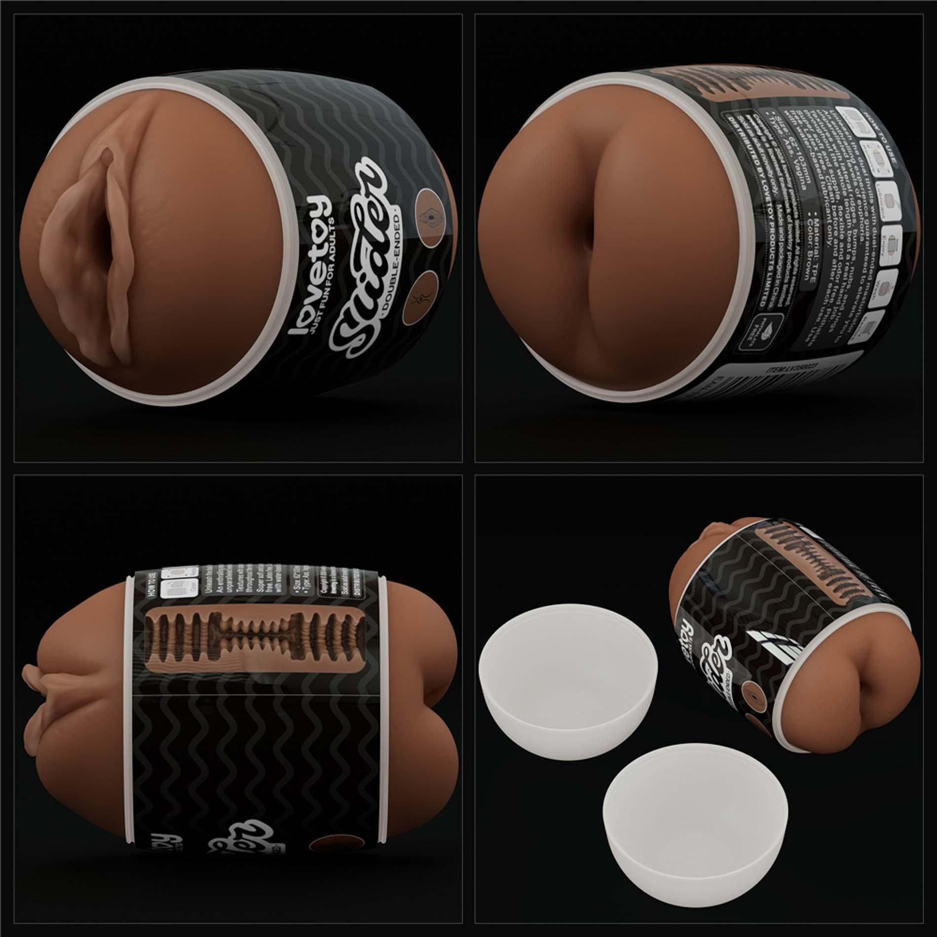 Masturbator podwójny Lovetoy Ass and Vagina (brązowy)