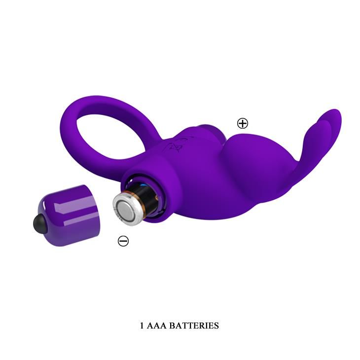 Віброкільце Pretty Love Vibro Penis Ring Rabbit, 11,3 см (фіолетовий)