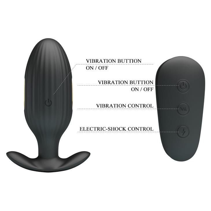 Анальна пробка Pretty Love Electric Shock Massager, 9,2 см (чорний)