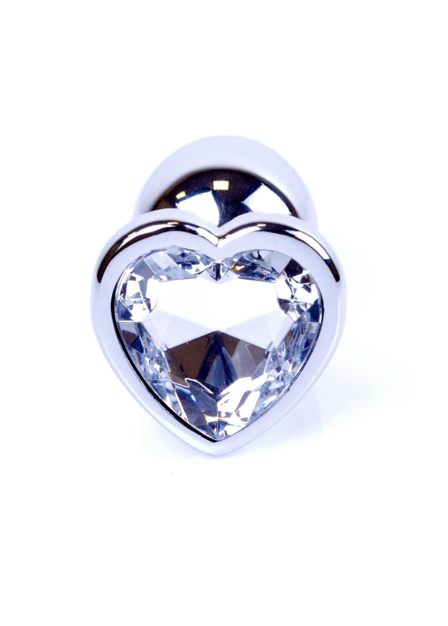 Korek analny MyLove Toys Jewellery Silver Heart Plug, 7 cm (przezroczysty)