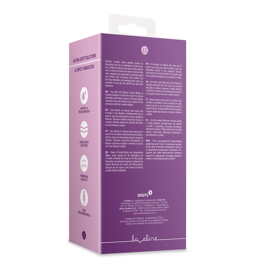Вибратор Loveline Ultra Soft G-Spot, 13.3 см (фиолетовый)