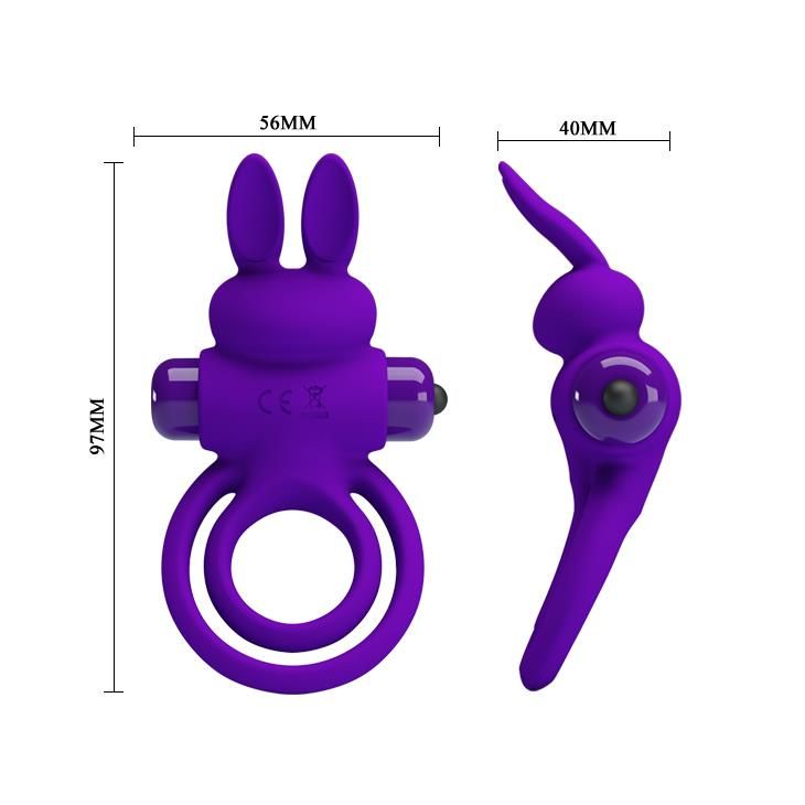 Эрекционное кольцо Pretty Love Ring Bunny III, 9,7х4,0 см (фиолетовый)