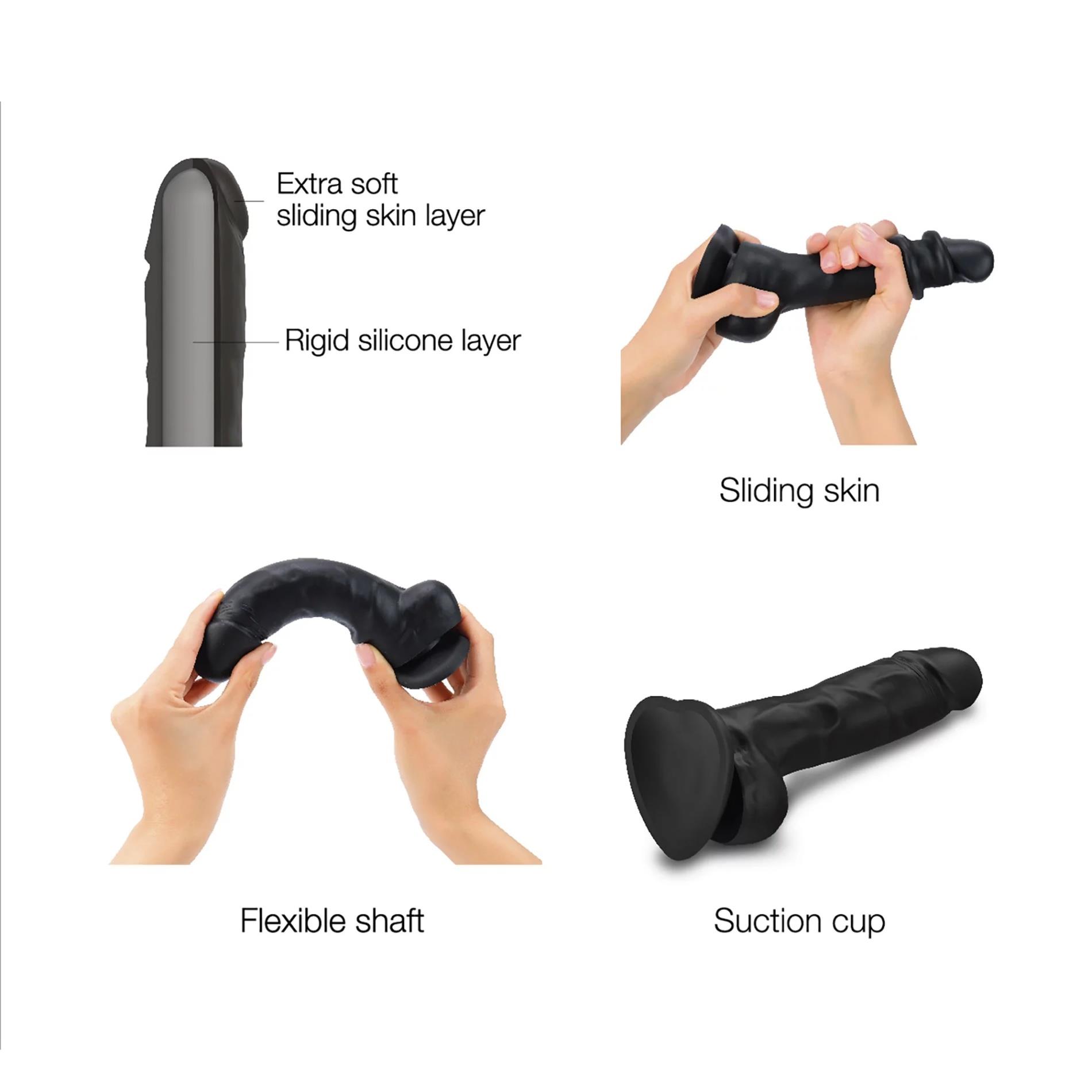 Фаллоимитатор Strap-On-Me Sliding Skin Realistic Dildo M, 18.5 см (черный)