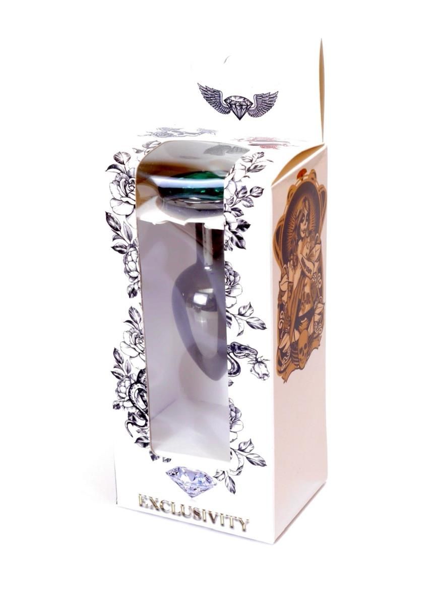 Metalowy korek analny z kryształem Boss Jewellery, 7 cm (zielony)