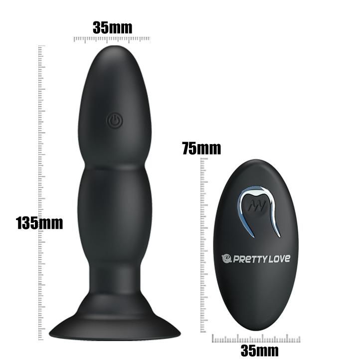 Korek analny Pretty Love RC Vibrating Butt Plug, 13,5 cm (czarny)