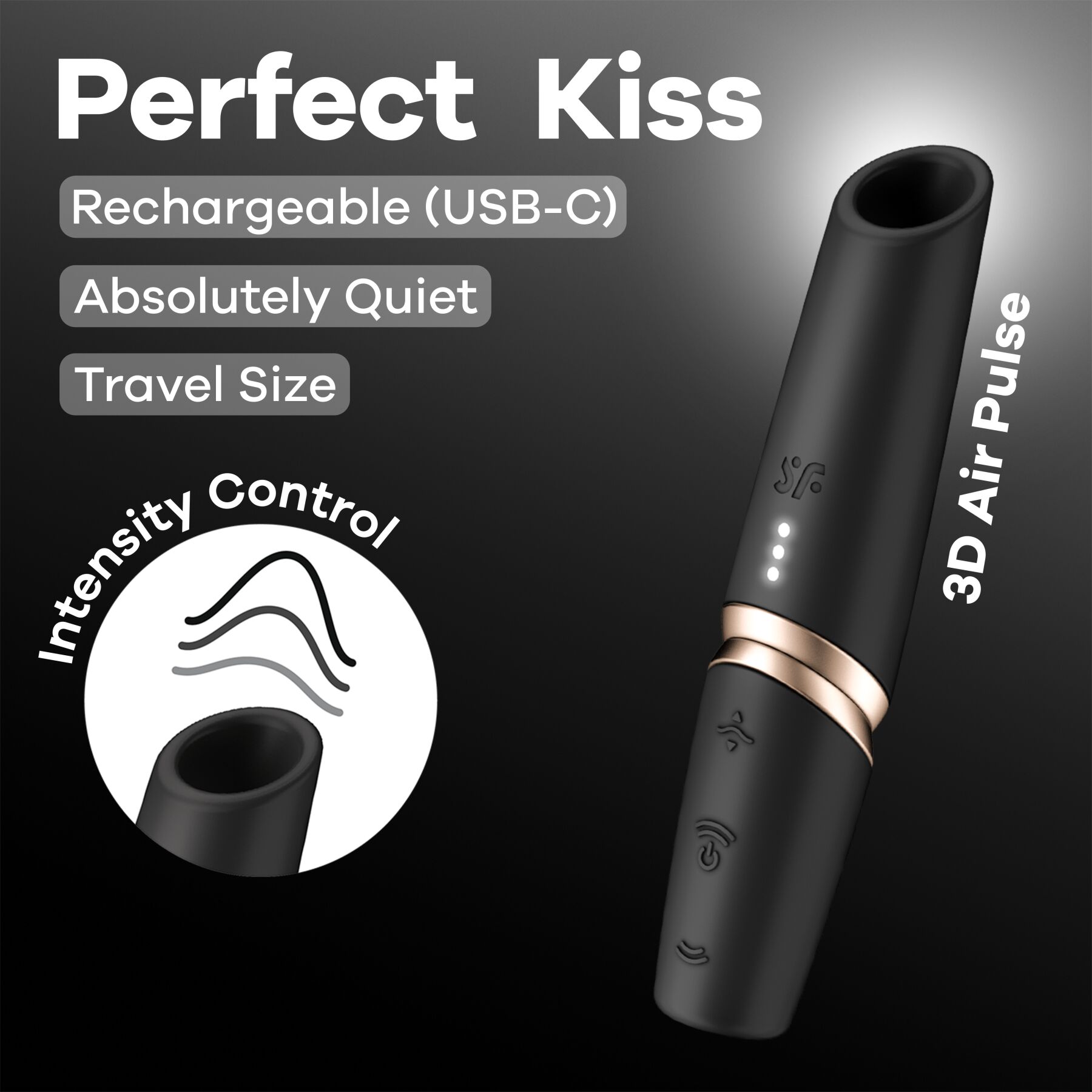 Вакуумный стимулятор клитора Satisfyer Perfect Kiss (черный)