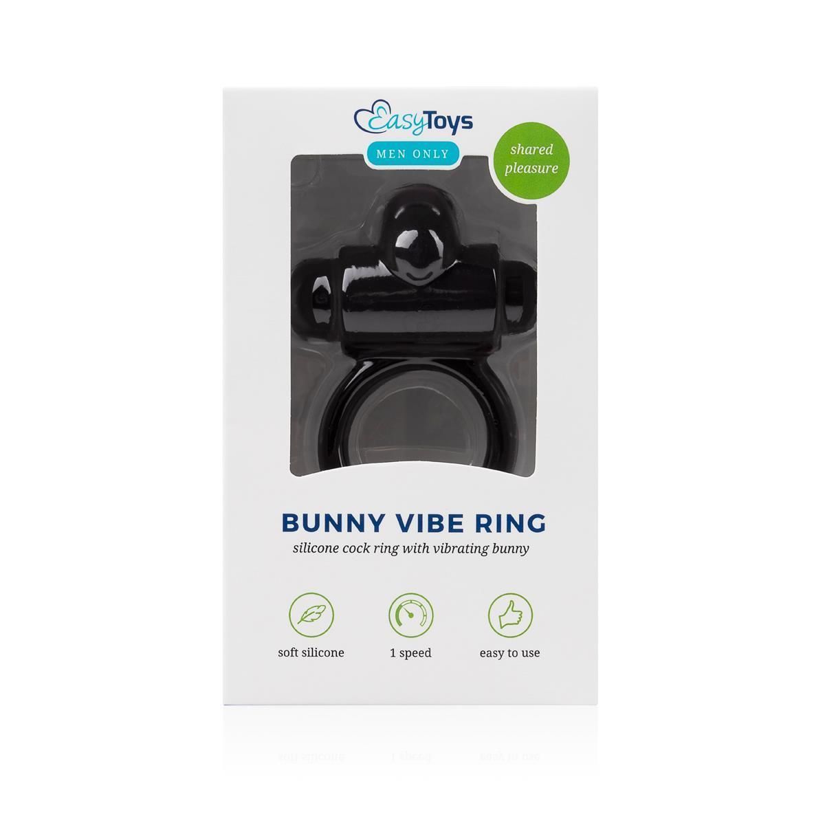 Эрекционное кольцо EasyToys Bunny Vibe Ring, 7.4 см (черный)