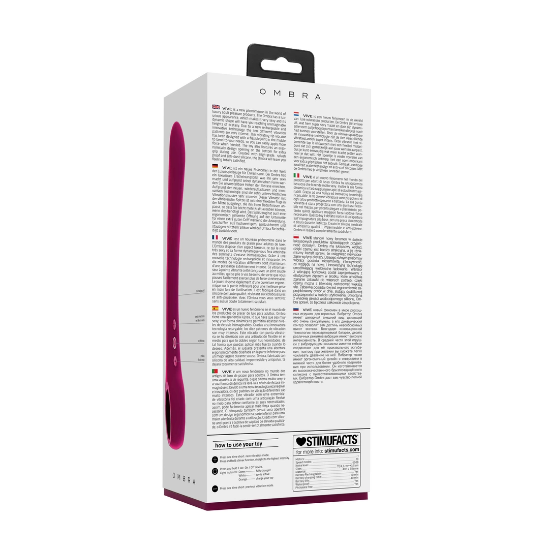 Wibrator Vive Ombra Bendable, 24.2 cm (różowy)