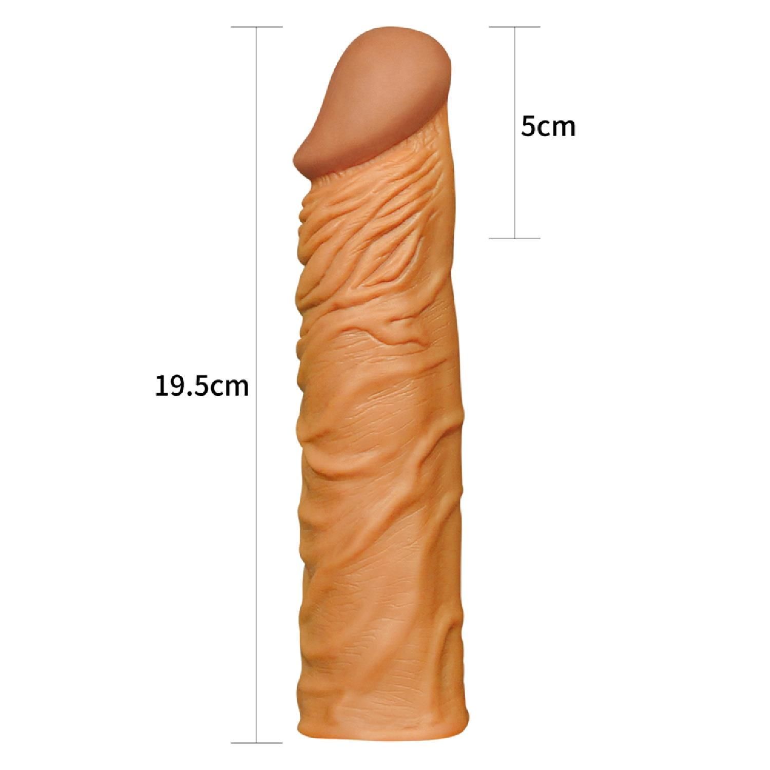 Насадка на пеніс Pleasure X-Tender Penis Sleeve Flesh Add 2, 19.5 см (коричневий)