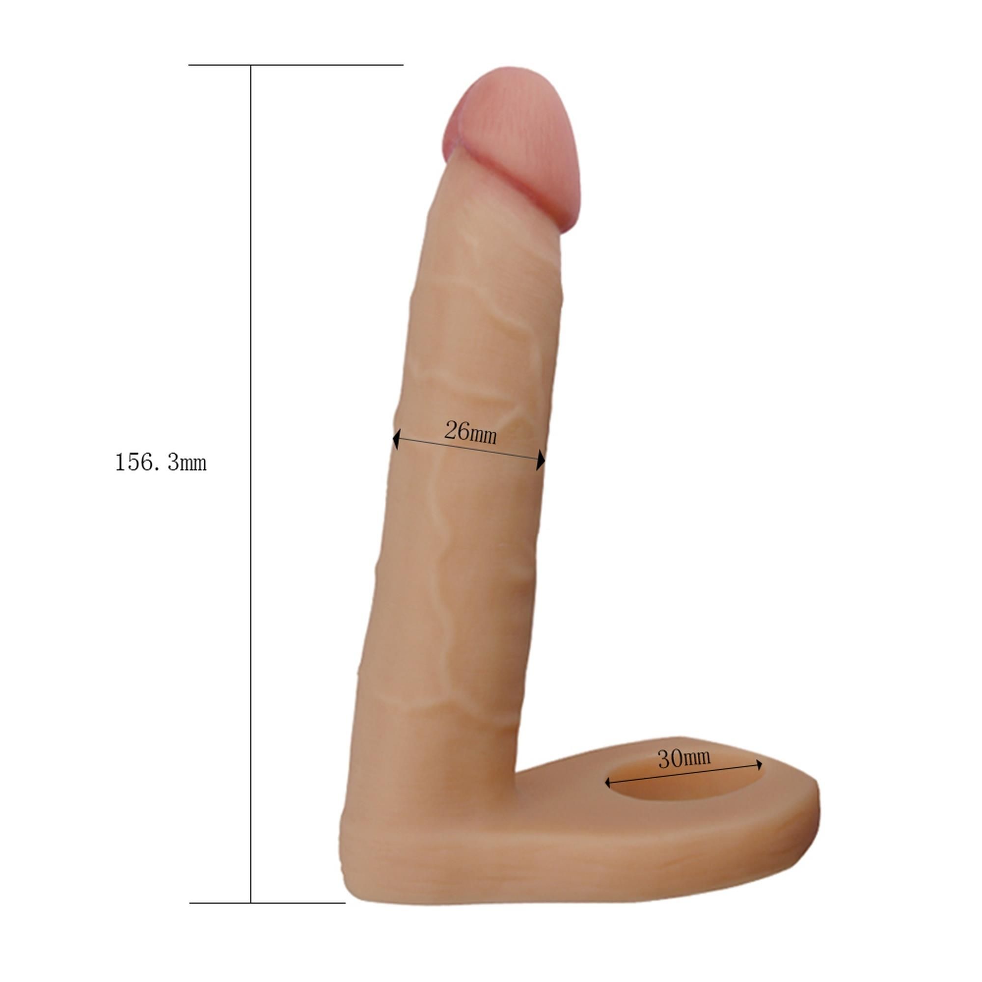 Насадка на пеніс з ерекційним кільцем The Ultra Soft Double, 15,6 см (тілесний)
