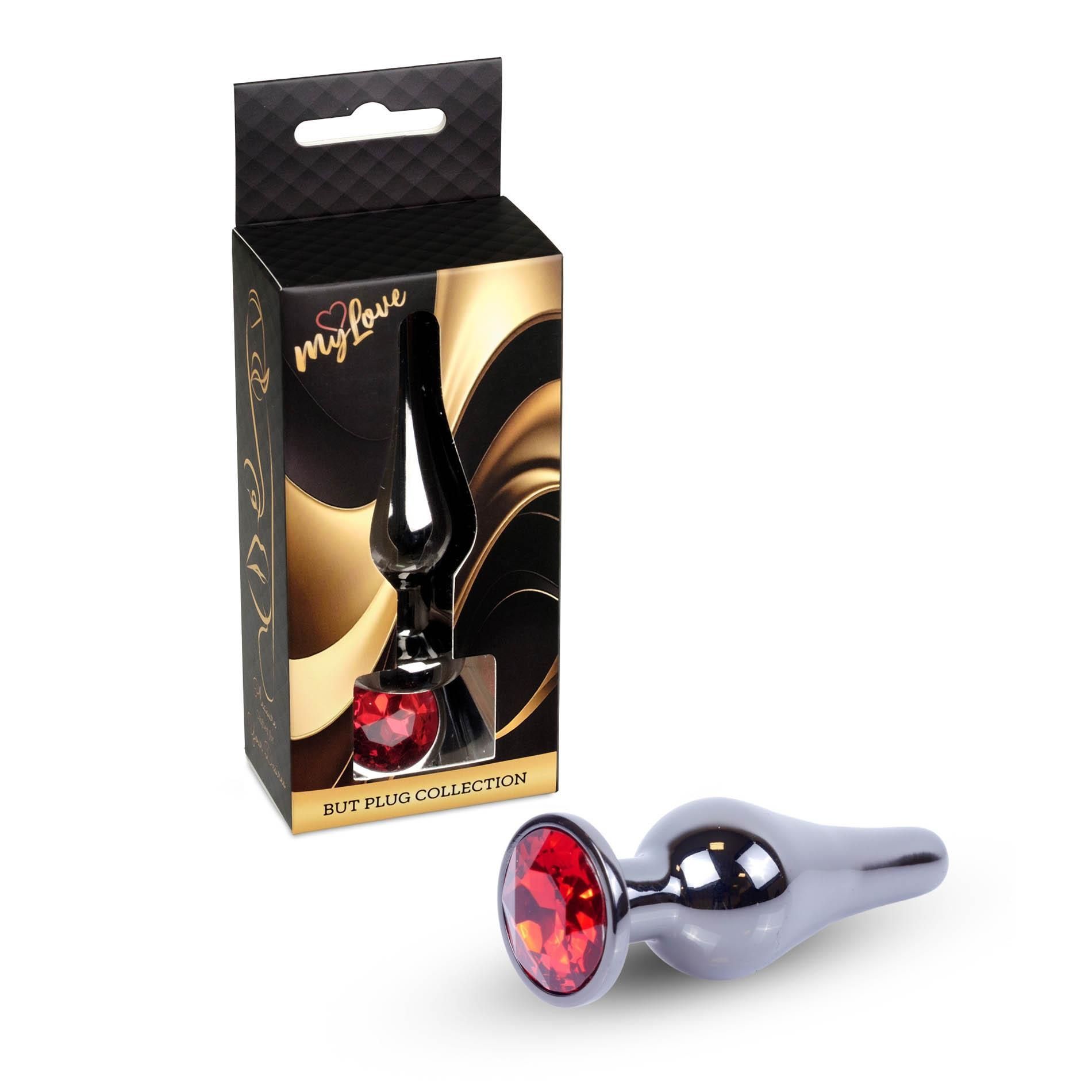 Korek analny MyLove Toys Jewellery Dark Silver Butt Plug, 9.5 cm (czerwony)