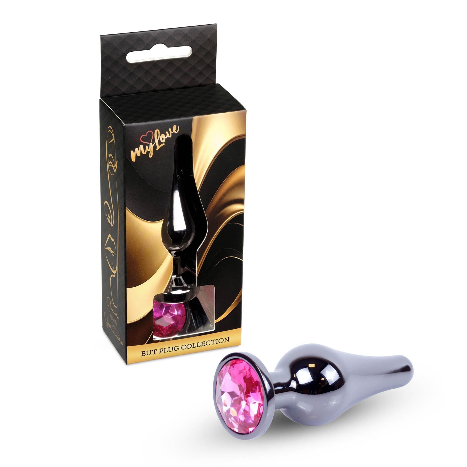 Анальна пробка MyLove Toys Jewellery Dark Silver Butt Plug, 9.5 см (рожевий)