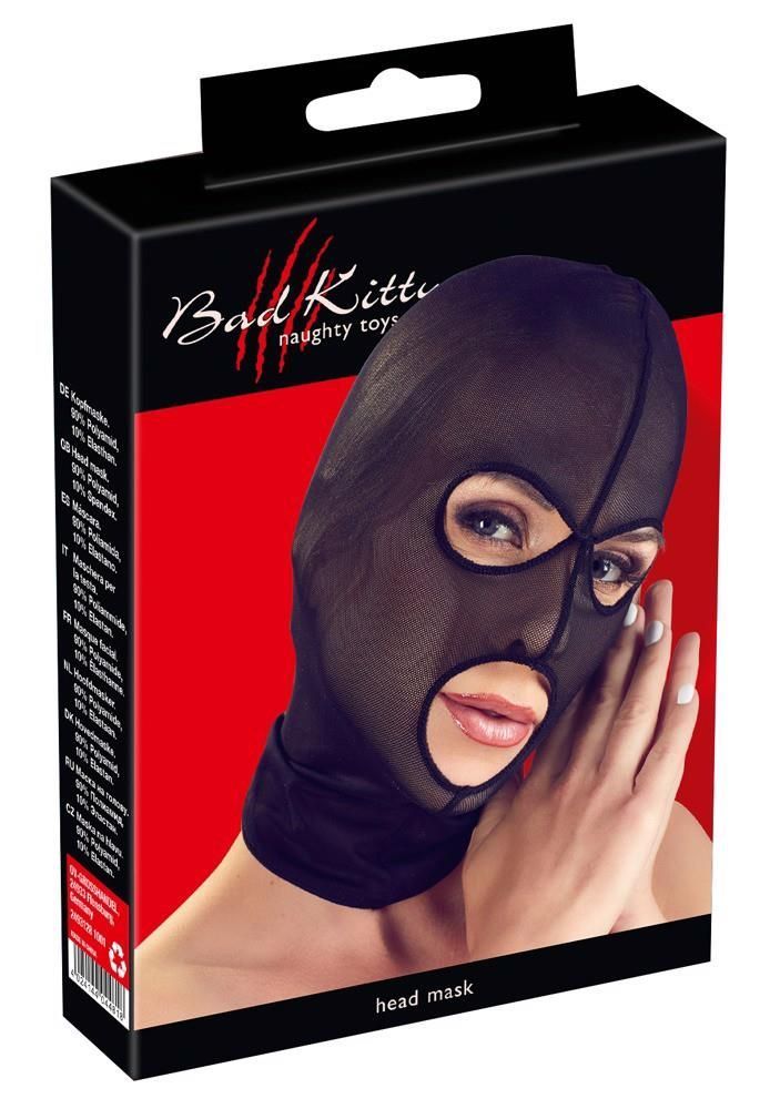 Полупрозрачная маска с отверстием для глаз и рта Bad Kitty, OS (черный)