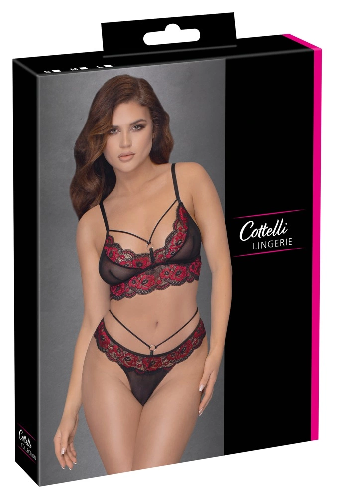 Комплект белья Cottelli Lingerie Bra Set, L (черный с красным)