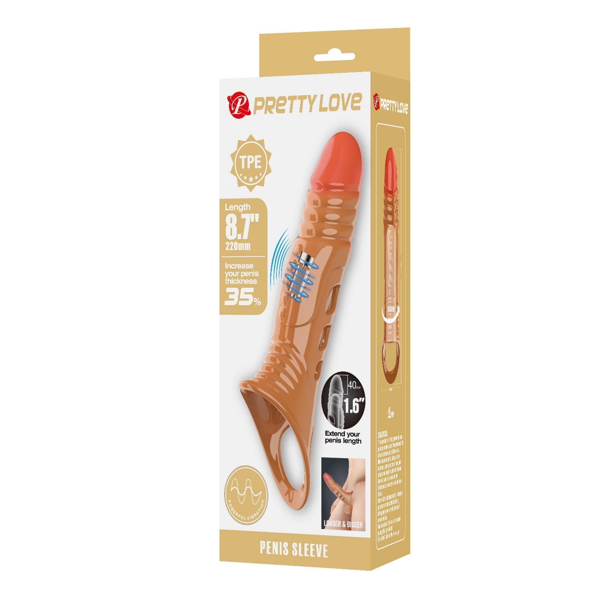 Насадка на пенис Pretty Love Penis Sleeve Extender, 22 см (коричневый)
