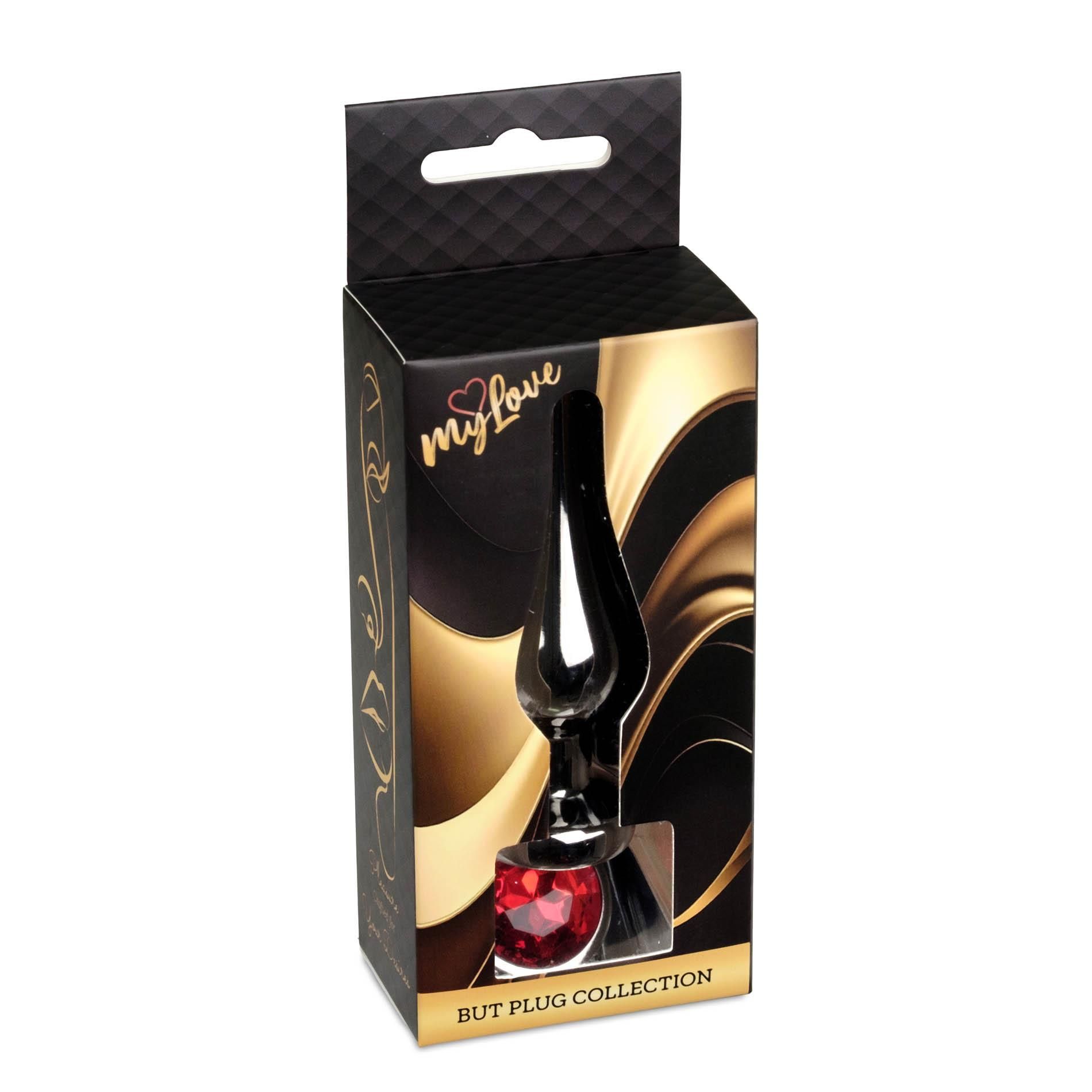 Korek analny MyLove Toys Jewellery Dark Silver Butt Plug, 9.5 cm (czerwony)